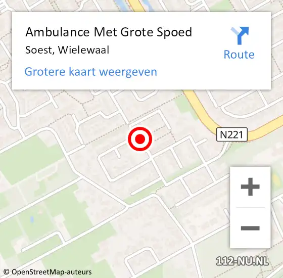 Locatie op kaart van de 112 melding: Ambulance Met Grote Spoed Naar Soest, Wielewaal op 25 augustus 2017 12:05