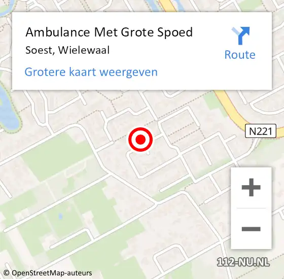 Locatie op kaart van de 112 melding: Ambulance Met Grote Spoed Naar Soest, Wielewaal op 28 september 2017 16:45