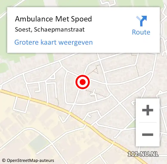 Locatie op kaart van de 112 melding: Ambulance Met Spoed Naar Soest, Schaepmanstraat op 5 december 2017 09:41
