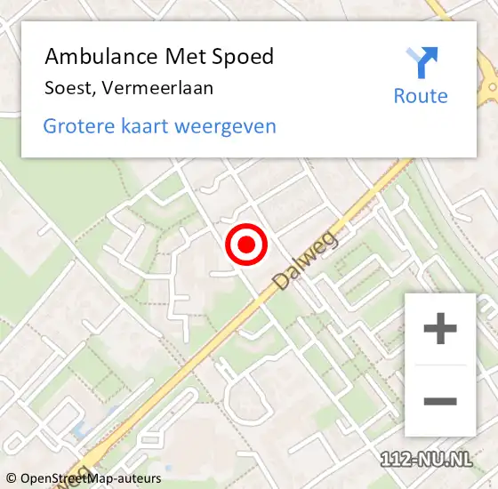 Locatie op kaart van de 112 melding: Ambulance Met Spoed Naar Soest, Vermeerlaan op 18 januari 2018 09:48