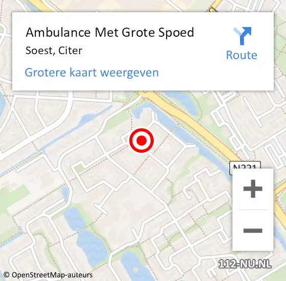 Locatie op kaart van de 112 melding: Ambulance Met Grote Spoed Naar Soest, Citer op 6 maart 2018 03:28
