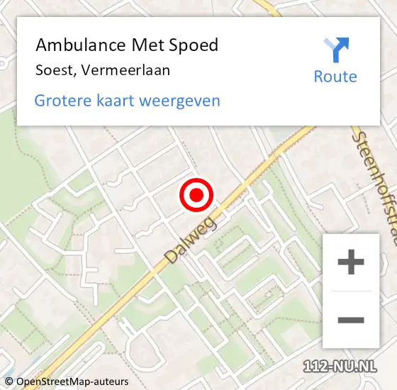 Locatie op kaart van de 112 melding: Ambulance Met Spoed Naar Soest, Vermeerlaan op 14 maart 2018 07:03