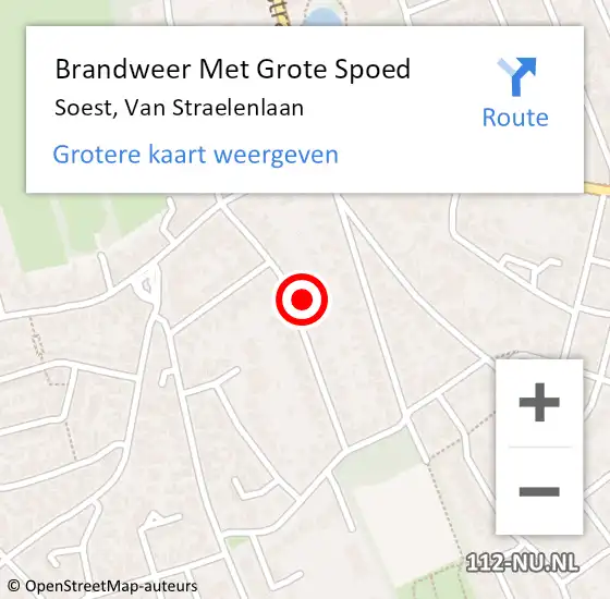 Locatie op kaart van de 112 melding: Brandweer Met Grote Spoed Naar Soest, Van Straelenlaan op 23 maart 2018 11:05