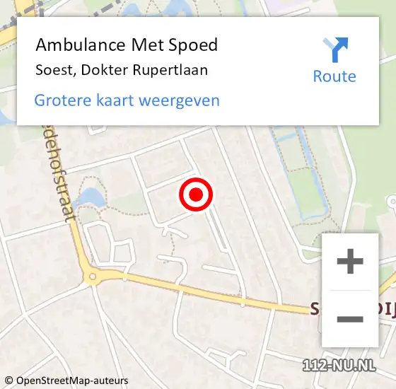 Locatie op kaart van de 112 melding: Ambulance Met Spoed Naar Soest, Dokter Rupertlaan op 25 maart 2018 13:36
