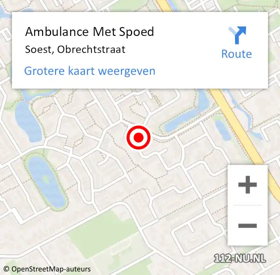 Locatie op kaart van de 112 melding: Ambulance Met Spoed Naar Soest, Obrechtstraat op 23 mei 2018 07:58