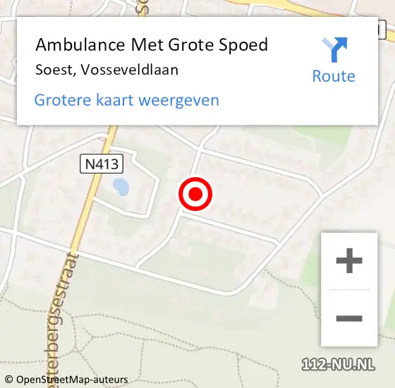 Locatie op kaart van de 112 melding: Ambulance Met Grote Spoed Naar Soest, Vosseveldlaan op 23 juni 2018 15:12