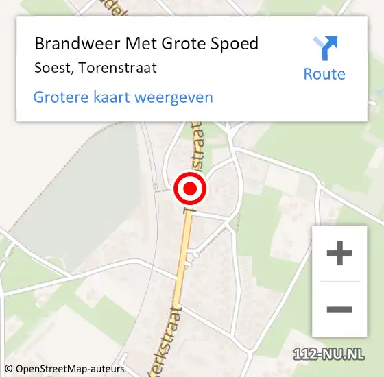 Locatie op kaart van de 112 melding: Brandweer Met Grote Spoed Naar Soest, Torenstraat op 28 juni 2018 18:25