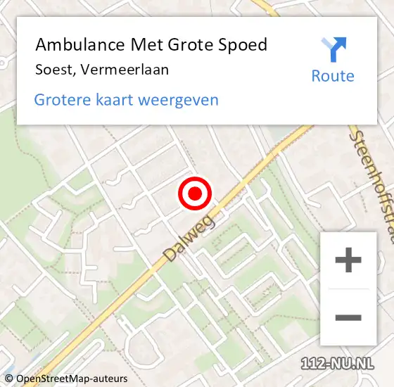 Locatie op kaart van de 112 melding: Ambulance Met Grote Spoed Naar Soest, Vermeerlaan op 4 juli 2018 00:45