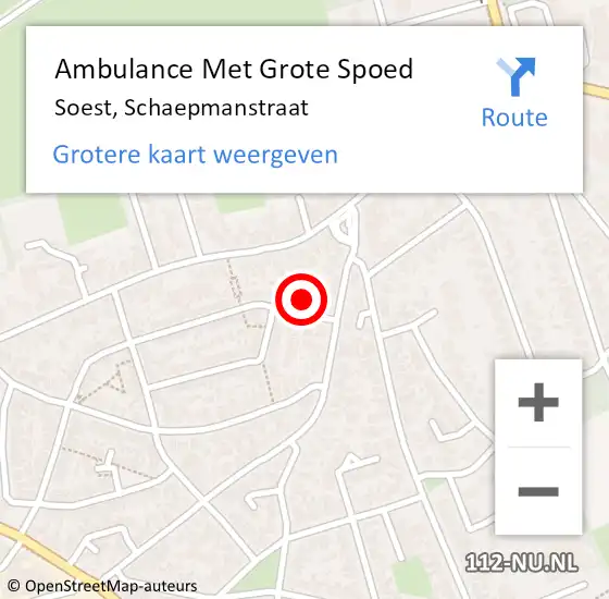 Locatie op kaart van de 112 melding: Ambulance Met Grote Spoed Naar Soest, Schaepmanstraat op 10 juli 2018 18:15