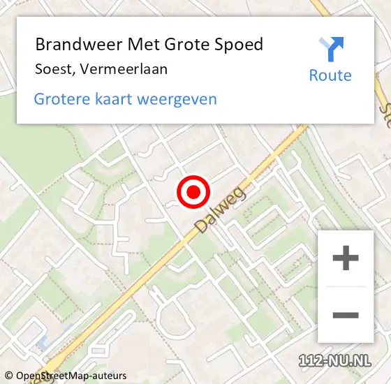 Locatie op kaart van de 112 melding: Brandweer Met Grote Spoed Naar Soest, Vermeerlaan op 15 juli 2018 20:32
