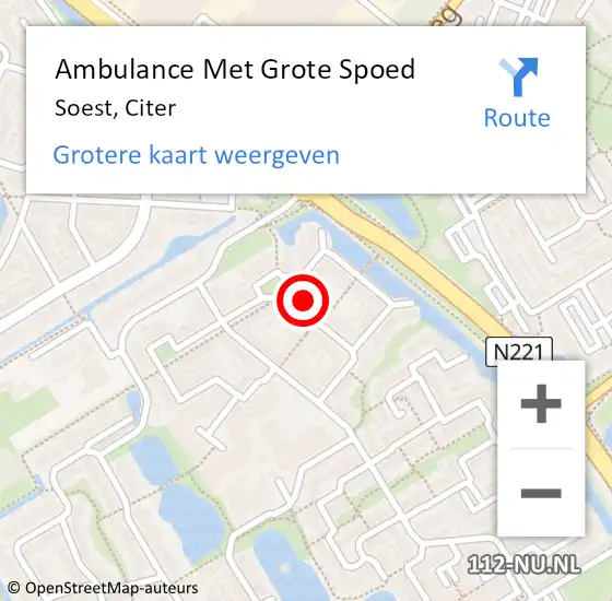 Locatie op kaart van de 112 melding: Ambulance Met Grote Spoed Naar Soest, Citer op 22 juli 2018 15:24