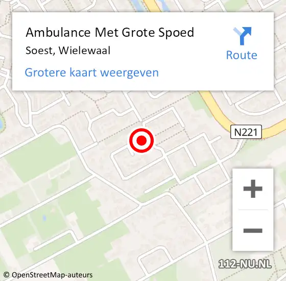 Locatie op kaart van de 112 melding: Ambulance Met Grote Spoed Naar Soest, Wielewaal op 10 augustus 2018 15:10