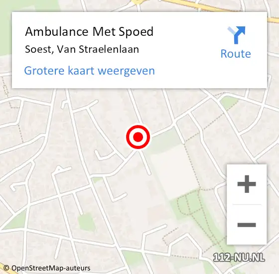 Locatie op kaart van de 112 melding: Ambulance Met Spoed Naar Soest, Van Straelenlaan op 27 augustus 2018 20:53