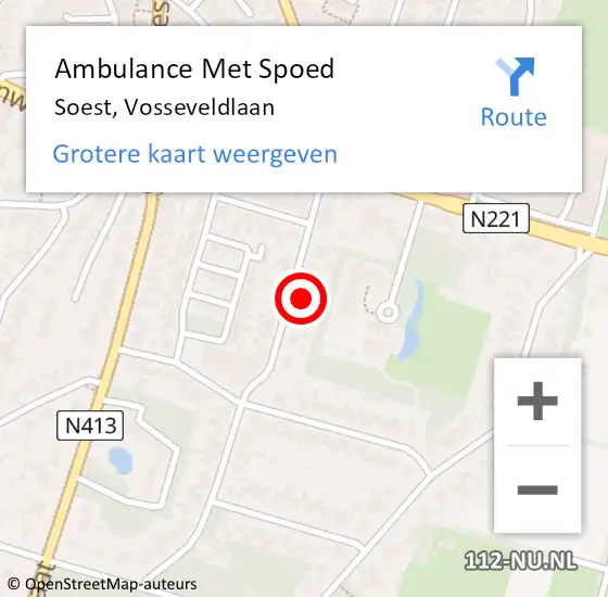 Locatie op kaart van de 112 melding: Ambulance Met Spoed Naar Soest, Vosseveldlaan op 28 augustus 2018 20:37