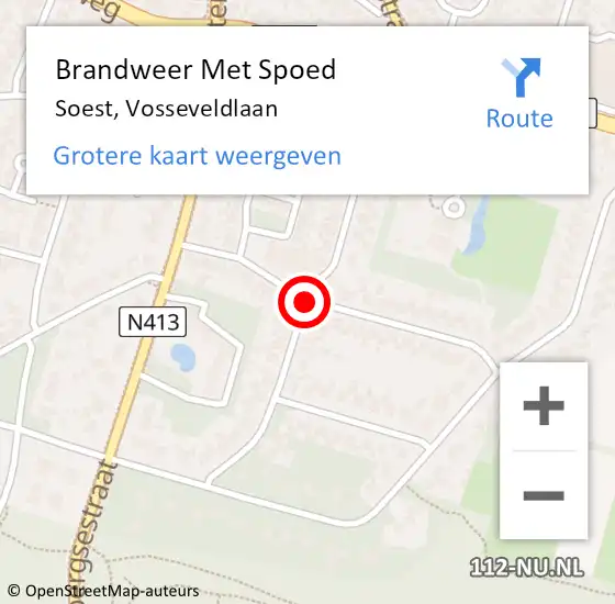 Locatie op kaart van de 112 melding: Brandweer Met Spoed Naar Soest, Vosseveldlaan op 21 september 2018 20:24