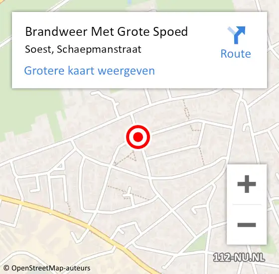 Locatie op kaart van de 112 melding: Brandweer Met Grote Spoed Naar Soest, Schaepmanstraat op 16 december 2018 14:43