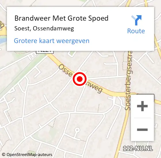 Locatie op kaart van de 112 melding: Brandweer Met Grote Spoed Naar Soest, Ossendamweg op 25 december 2018 23:02