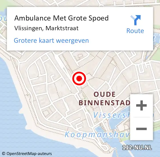 Locatie op kaart van de 112 melding: Ambulance Met Grote Spoed Naar Vlissingen, Marktstraat op 12 januari 2019 10:25