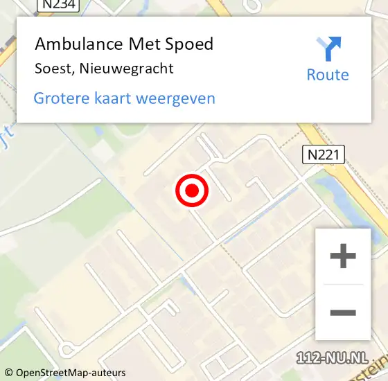 Locatie op kaart van de 112 melding: Ambulance Met Spoed Naar Soest, Nieuwegracht op 28 maart 2014 13:06
