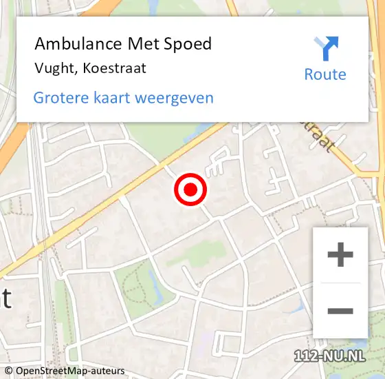 Locatie op kaart van de 112 melding: Ambulance Met Spoed Naar Vught, Koestraat op 20 mei 2019 17:48