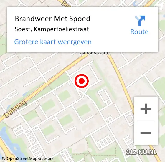 Locatie op kaart van de 112 melding: Brandweer Met Spoed Naar Soest, Kamperfoeliestraat op 9 juni 2019 11:58