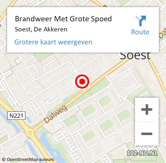 Locatie op kaart van de 112 melding: Brandweer Met Grote Spoed Naar Soest, De Akkeren op 24 juni 2019 21:23