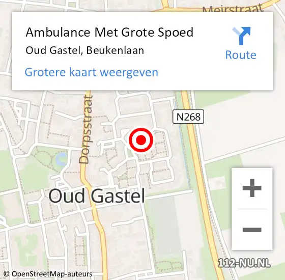 Locatie op kaart van de 112 melding: Ambulance Met Grote Spoed Naar Oud Gastel, Beukenlaan op 6 november 2019 22:10