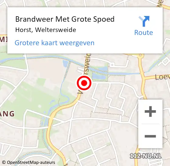 Locatie op kaart van de 112 melding: Brandweer Met Grote Spoed Naar Horst, Weltersweide op 10 december 2019 18:10
