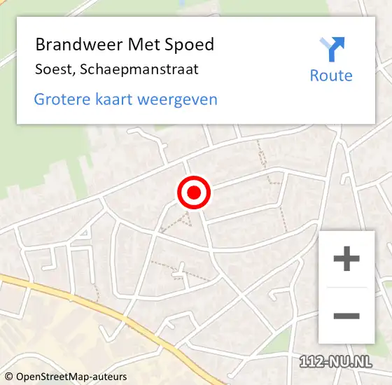 Locatie op kaart van de 112 melding: Brandweer Met Spoed Naar Soest, Schaepmanstraat op 28 december 2019 00:07