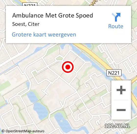 Locatie op kaart van de 112 melding: Ambulance Met Grote Spoed Naar Soest, Citer op 15 april 2020 16:53