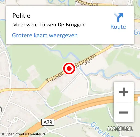 Locatie op kaart van de 112 melding: Politie Meerssen, Tussen De Bruggen op 30 april 2020 15:33