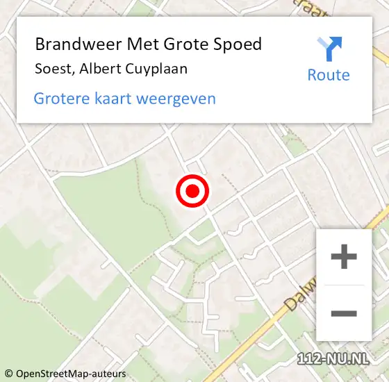 Locatie op kaart van de 112 melding: Brandweer Met Grote Spoed Naar Soest, Albert Cuyplaan op 16 juni 2020 22:32