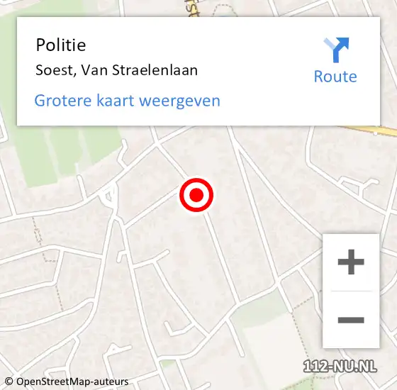 Locatie op kaart van de 112 melding: Politie Soest, Van Straelenlaan op 28 juli 2020 02:09