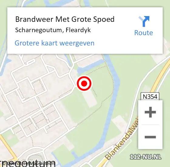 Locatie op kaart van de 112 melding: Brandweer Met Grote Spoed Naar Scharnegoutum, Fleardyk op 15 mei 2014 21:56