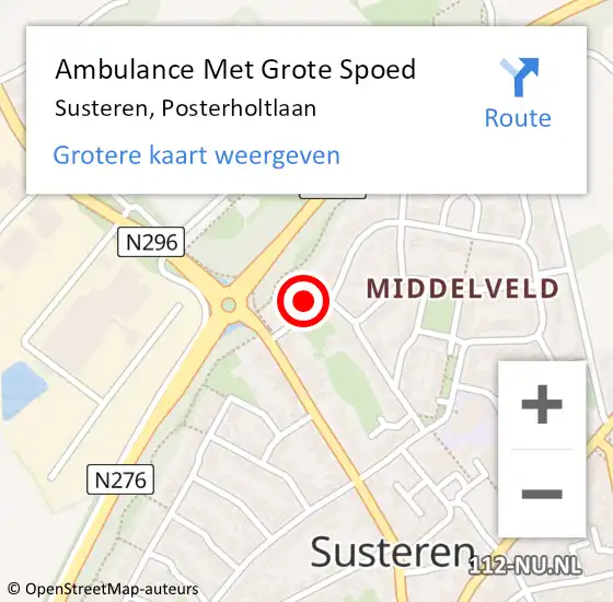Locatie op kaart van de 112 melding: Ambulance Met Grote Spoed Naar Susteren, Posterholtlaan op 16 mei 2014 11:55