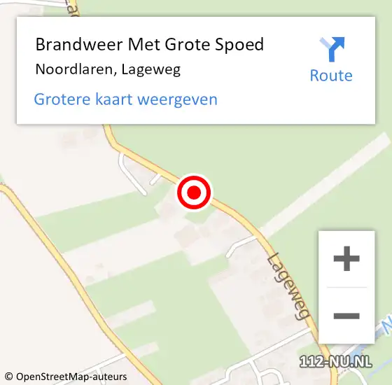 Locatie op kaart van de 112 melding: Brandweer Met Grote Spoed Naar Noordlaren, Lageweg op 30 augustus 2020 08:51