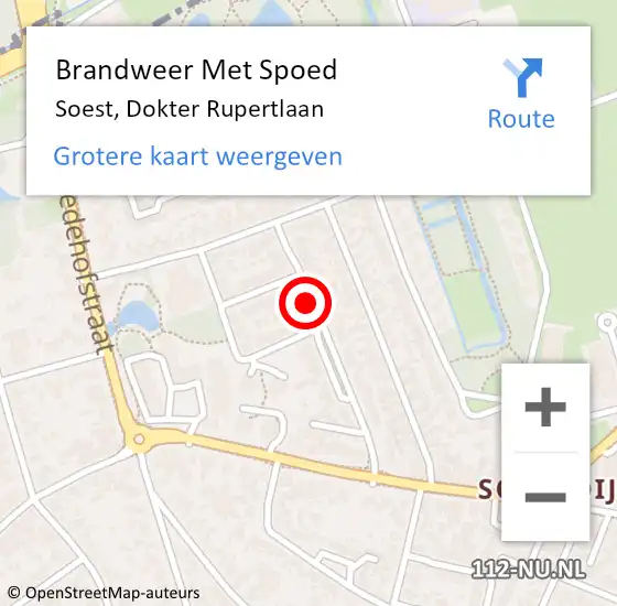 Locatie op kaart van de 112 melding: Brandweer Met Spoed Naar Soest, Dokter Rupertlaan op 10 november 2020 17:42