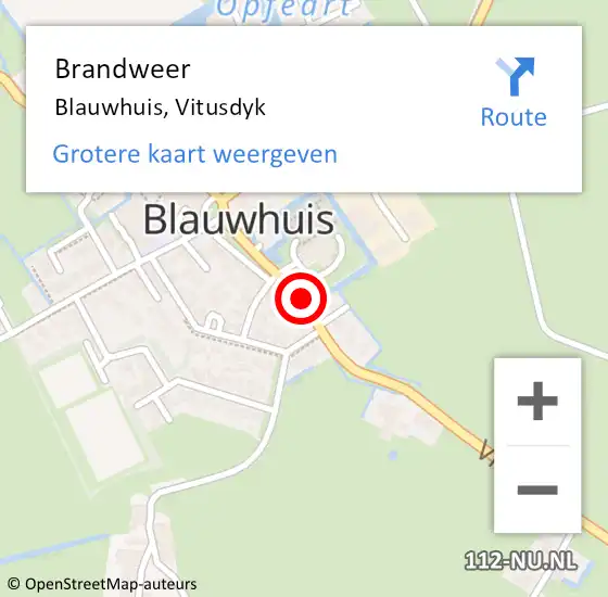 Locatie op kaart van de 112 melding: Brandweer Blauwhuis, Vitusdyk op 3 januari 2021 14:43
