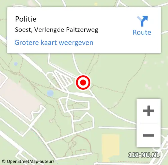Locatie op kaart van de 112 melding: Politie Soest, Verlengde Paltzerweg op 24 februari 2021 15:32