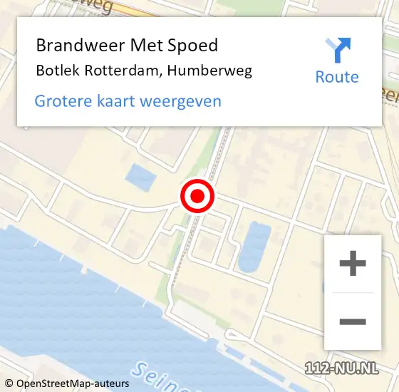 Locatie op kaart van de 112 melding: Brandweer Met Spoed Naar Botlek Rotterdam, Humberweg op 18 maart 2021 10:11