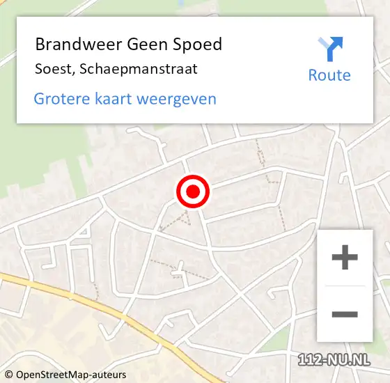 Locatie op kaart van de 112 melding: Brandweer Geen Spoed Naar Soest, Schaepmanstraat op 22 maart 2021 22:41