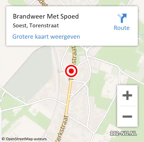 Locatie op kaart van de 112 melding: Brandweer Met Spoed Naar Soest, Torenstraat op 21 mei 2021 16:53