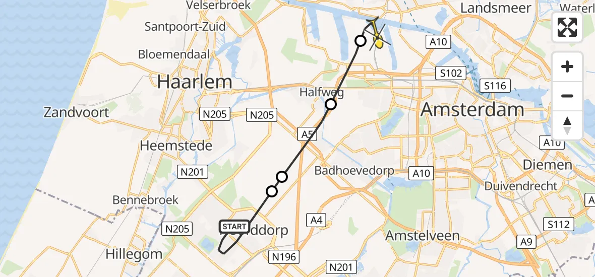 Vlucht Traumahelikopter Naar Amsterdam Heliport Februari