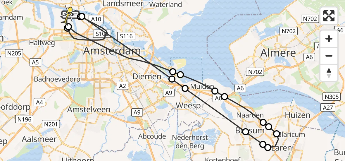 Vlucht Traumahelikopter Naar Amsterdam Heliport Maart