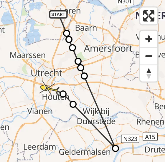 Vlucht Politiehelikopter PH-PXE van Hilversum naar Houten op vrijdag 19 april 2024 19:05