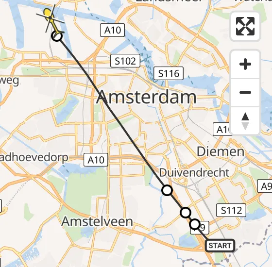 Vlucht Traumahelikopter PH-TTR van Academisch Medisch Centrum (AMC) naar Amsterdam Heliport op vrijdag 26 april 2024 11:50
