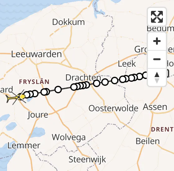 Vlucht Traumahelikopter PH-DOC van Groningen Airport Eelde naar Sneek op donderdag 2 mei 2024 5:24