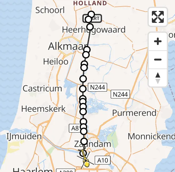 Vlucht Traumahelikopter PH-TTR van Heerhugowaard naar Amsterdam Heliport op donderdag 2 mei 2024 7:19