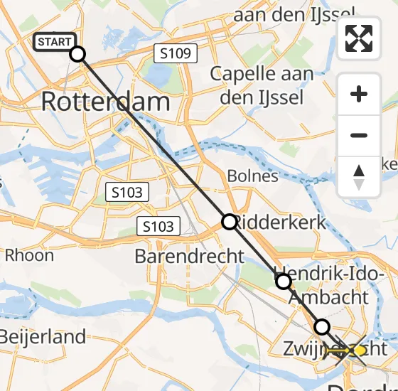 Vlucht Traumahelikopter PH-UMC van Rotterdam The Hague Airport naar Zwijndrecht op donderdag 2 mei 2024 9:31
