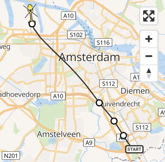 Vlucht Traumahelikopter PH-TTR van Academisch Medisch Centrum (AMC) naar Amsterdam Heliport op donderdag 2 mei 2024 16:52